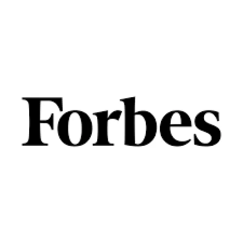 Logo for Forbes, white background, black text that says Forbes